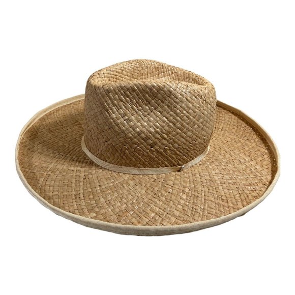 Olive & Pique Straw Rancher Hat Wide Brim Woven Natural Fiber Adjustable NWT - Picture 1 of 7